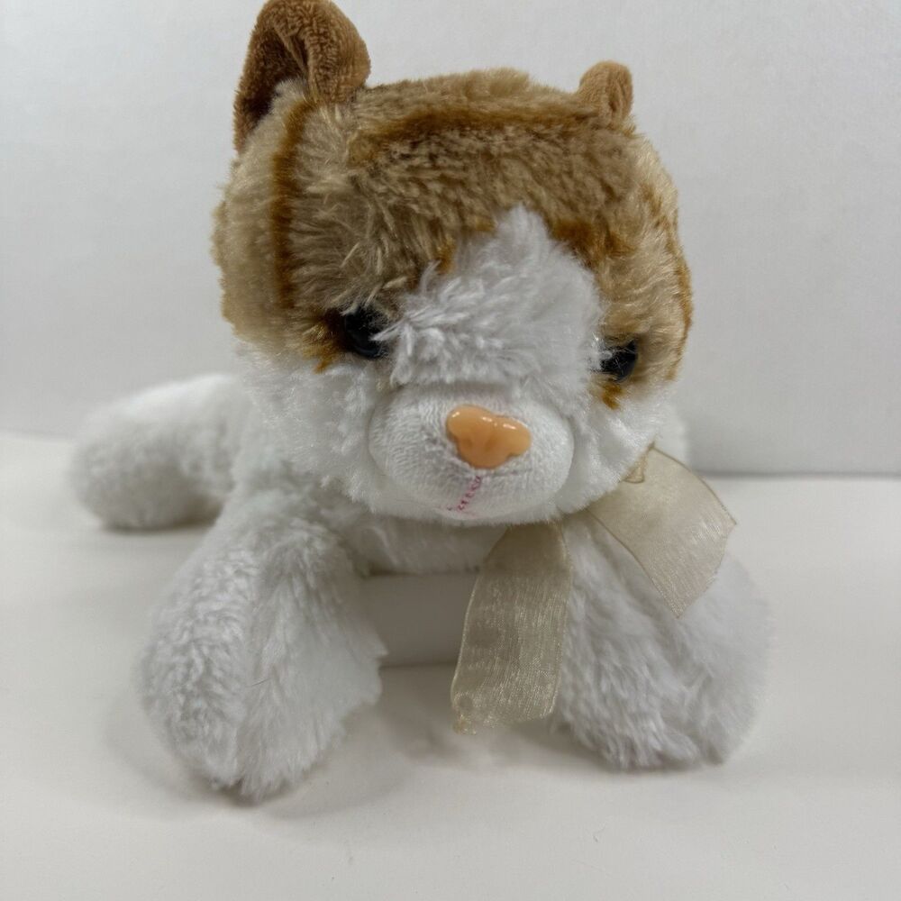 Burton+Burton Tabby Cat Orange White Stuffed Plush Orange 10” Lying Down t-1067